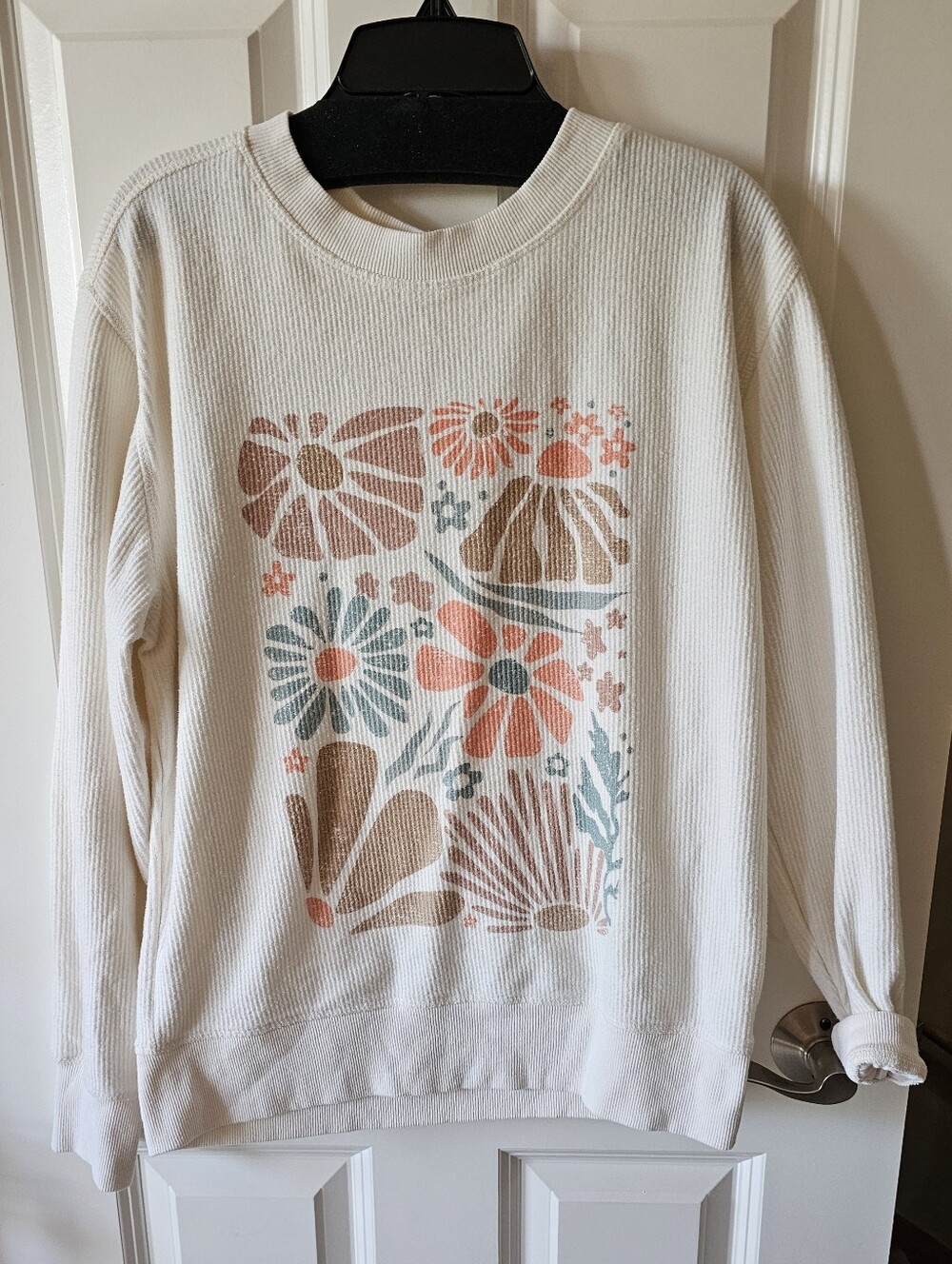 Cream Floral Graphic Thermal Sweatshirt